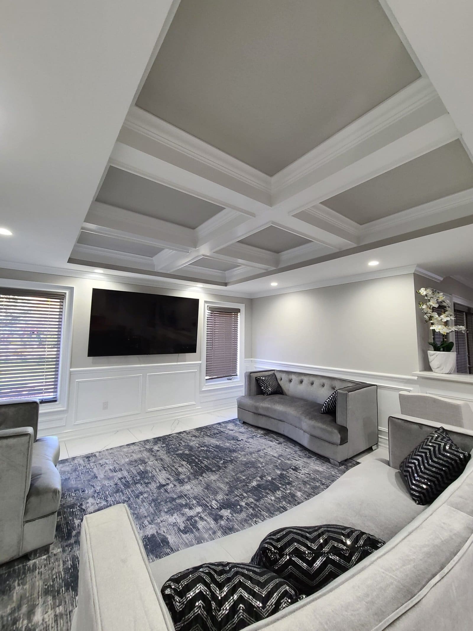 Luxury interior painting with coffered ceiling detail — DLux Painting, Metro Detroit Michigan